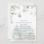 Dusty Blue, Sage Green Greenery Weihnachts-Party Einladung (Vorderseite)