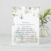 Dusty Blue, Sage Green Greenery Weihnachts-Party Einladung (Stehend Vorderseite)