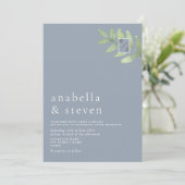 Dusty Blue Sage Green Monogram Wedding Einladung (Stehend Vorderseite)