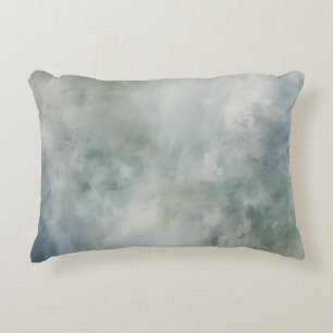 Dusty Blue Sage Green White Water Color Abstrakt Dekokissen