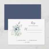 Dusty Blue Sage Green Winter Floral RSVP Karte (Vorne/Hinten)