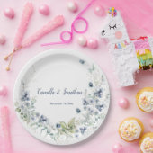 Dusty Blue Sage Green Winter Floral Wedding Pappteller (Party)