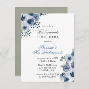 Dusty Blue Sage Peony Bridesmaids Luncheon Einladung