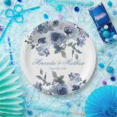Dusty Blue Sage Watercolor Peony Wedding Pappteller (Party)