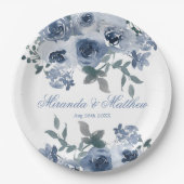 Dusty Blue Sage Watercolor Peony Wedding Pappteller (Vorderseite)