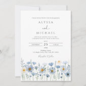 Dusty Blue Sage Wildflower Floral Wedding Einladung (Vorderseite)