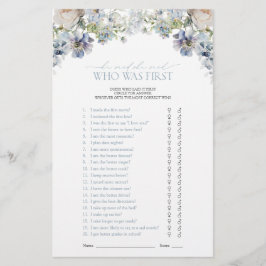 Dusty Blue sagte, sie sagte Blumendusche Spiel