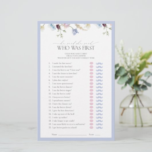 Dusty Blue sagte, sie sagte, Wildblume Dusche Spie (Stehend Vorderseite)