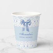 Dusty Blue Satin Bow Regency Lace Brautparty Pappbecher (Vorderseite)