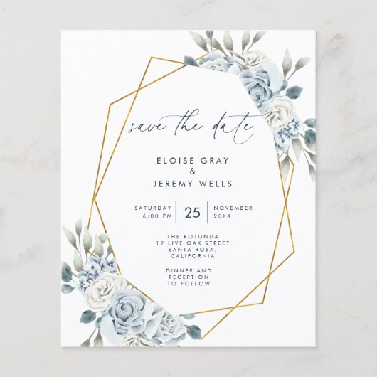 Dusty Blue Save the Date (Vorderseite)