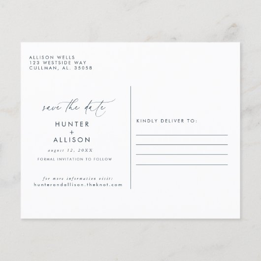 Dusty Blue Save the Date (Rückseite)