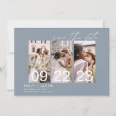 Dusty Blue Save the Date 3 Foto Elegant (Vorderseite)