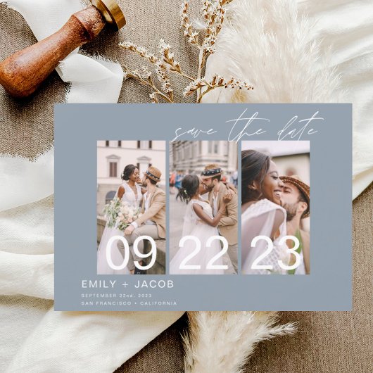 Dusty Blue Save the Date 3 Foto Elegant