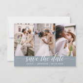 Dusty Blue Save the Date 3 Foto Elegante Moderne (Vorderseite)