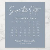 Dusty Blue Save the Date Calendar Minimalistisch Weinetikett (Einzelnes Label)