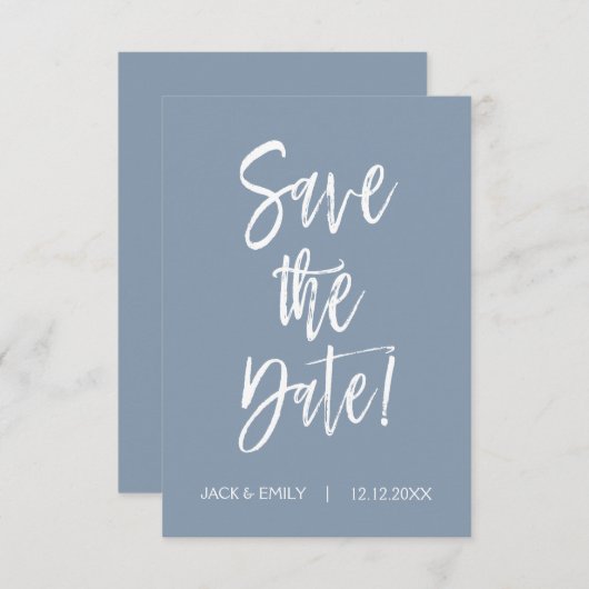 Dusty Blue Save the Date Card (Vorne/Hinten)