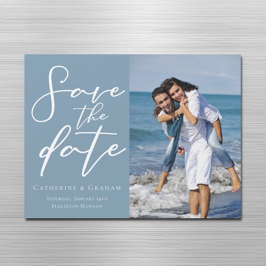 Dusty Blue Save the Date Couple Foto Magnet Card