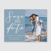 Dusty Blue Save the Date Couple Foto Magnet Card (Vorderseite)