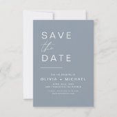 Dusty Blue Save the Date Elegantes Minimalistische (Vorderseite)