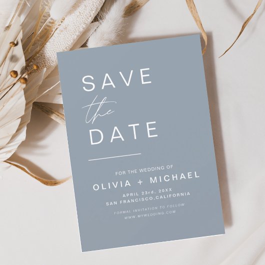 Dusty Blue Save the Date Elegantes Minimalistische