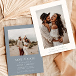 Dusty Blue Save the Date Foto Save the Date Einladung<br><div class="desc">Diese schöne Save the Date-Einladung bietet ein wunderschönes minimales Layout für Ihre Ankündigung Datum freihalten, wo Sie die Freiheit haben, etwas einzigartiges zu kreieren! Editieren Sie Text und Farben einfach nach Ihrem Stil! Text- und Hintergrundfarben sind vollständig editierbar —> klicken Sie auf die Schaltfläche "Edit Using Design Tool" um zu...</div>