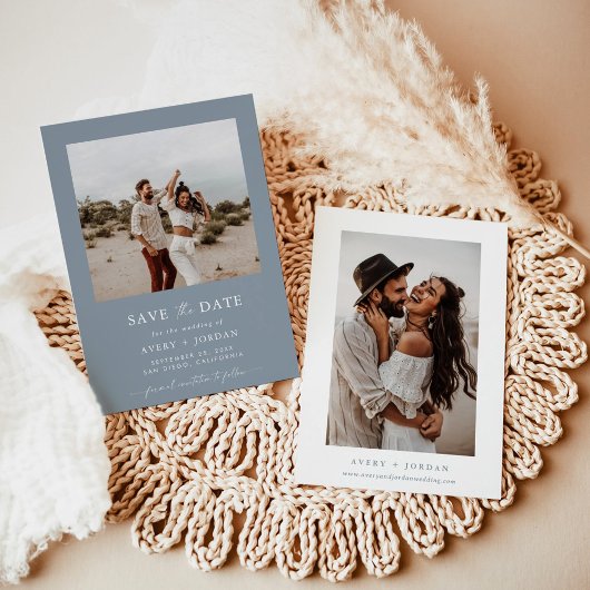 Dusty Blue Save the Date Foto Save the Date Einladung