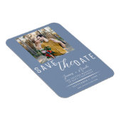 Dusty Blue Save the Date Foto Wedding Magnet (Rechte Seite)