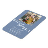 Dusty Blue Save the Date Foto Wedding Magnet (Linke Seite)