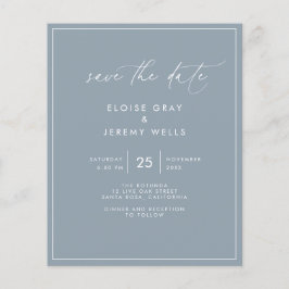 Dusty Blue Save the Date Postcard