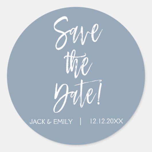 Dusty Blue Save the Date Sticker (Vorderseite)