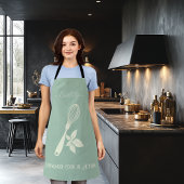 Dusty Blue Schürze mit Cream Whisk und Herb Design