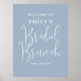 Dusty Blue Script Bridal Brunch Begrüßungszeichen Poster