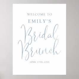 Dusty Blue Script Bridal Brunch Begrüßungszeichen Poster