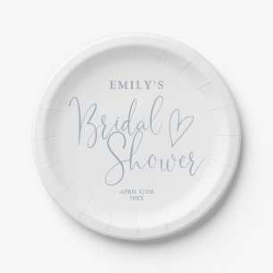 Dusty Blue Script Calligraphy Brautparty Pappteller