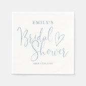 Dusty Blue Script Calligraphy Brautparty Serviette (Vorderseite)