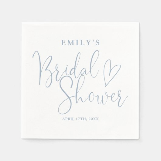 Dusty Blue Script Calligraphy Brautparty Serviette (Vorderseite)