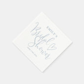 Dusty Blue Script Calligraphy Brautparty Serviette (Ecke)