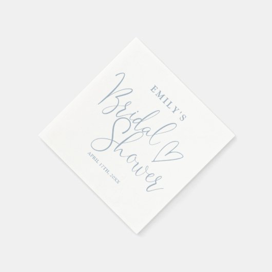 Dusty Blue Script Calligraphy Brautparty Serviette (Ecke)