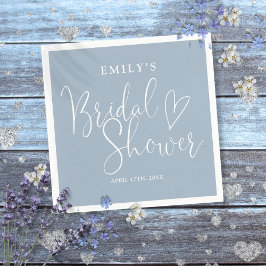Dusty Blue Script Calligraphy Brautparty Serviette