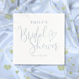 Dusty Blue Script Calligraphy Brautparty Serviette