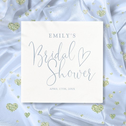 Dusty Blue Script Calligraphy Brautparty Serviette