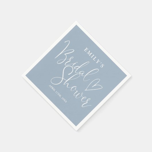 Dusty Blue Script Calligraphy Brautparty Serviette (Ecke)