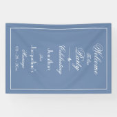 Dusty Blue Script Elegant Wedding Welcome Backgrou Banner (Horizontal)
