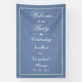 Dusty Blue Script Elegant Wedding Welcome Backgrou Banner (Vertikal)