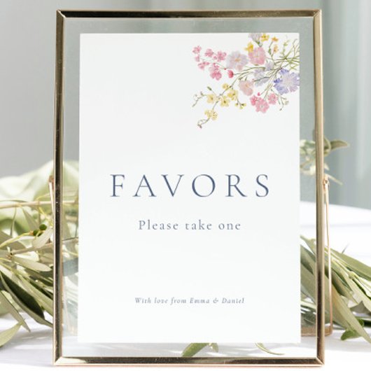 Dusty Blue Script Favors Wedding Tabletop Sign 