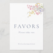 Dusty Blue Script Favors Wedding Tabletop Sign  (Rückseite)