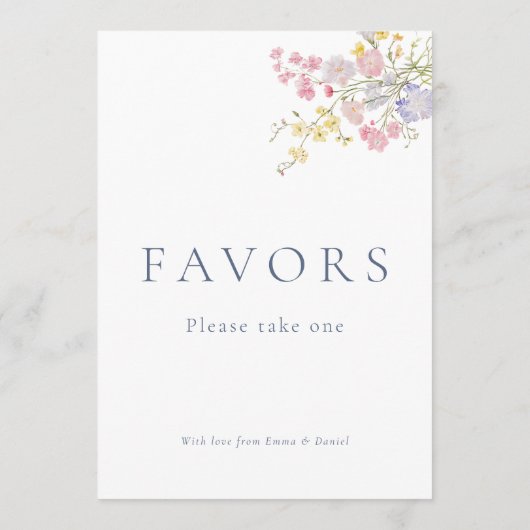Dusty Blue Script Favors Wedding Tabletop Sign (Rückseite)