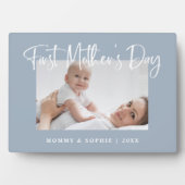 Dusty Blue | Script First Mother's Day Foto Fotoplatte (Vorderseite)