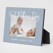 Dusty Blue | Script First Mother's Day Foto Fotoplatte (Seite)