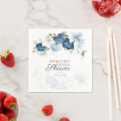 Dusty Blue Script Floral Brautparty Paper Serviette (Beispiel)
